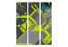 Folding Screen Dynamic Paths (3-piece) - gray abstraction with neon yellow 133271 additionalThumb 3