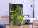 Folding Screen Dynamic Paths (3-piece) - gray abstraction with neon yellow 133271 additionalThumb 2