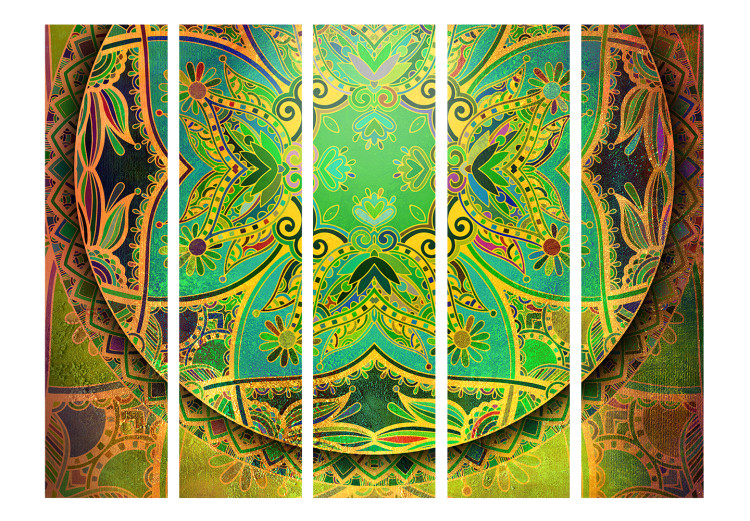 Room Divider Screen Mandala: Emerald Fantasy II (5-piece) - ethnic colorful background 133571 additionalImage 3