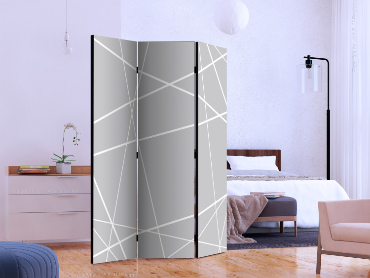 Room Divider Screen Modern Cobweb - lines forming figures in light gray color 133671 additionalImage 2