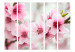 Room Divider Screen Blooming Cherry - Pink Blossoms II - cherry blossoms on a light background 133971 additionalThumb 3