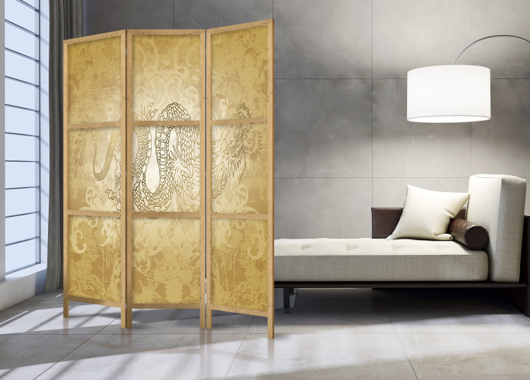 Room Divider Dragon (3-piece) - composition in golden oriental ornaments 134271 additionalImage 6