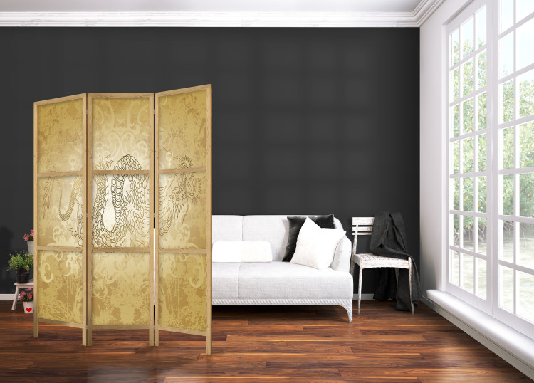 Room Divider Dragon (3-piece) - composition in golden oriental ornaments 134271 additionalImage 8