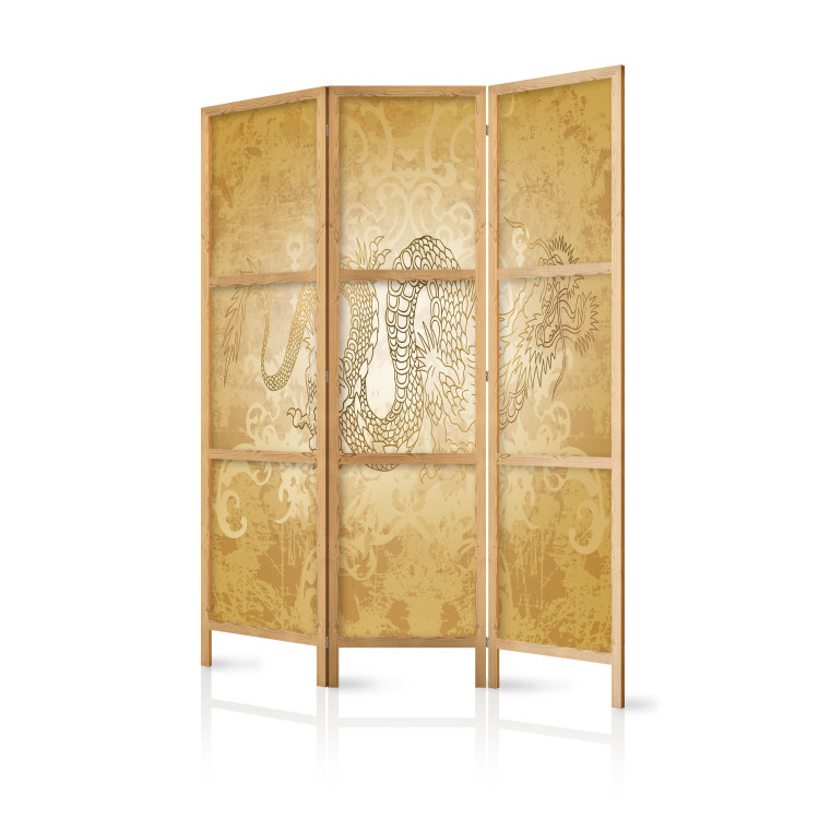 Room Divider Dragon (3-piece) - composition in golden oriental ornaments 134271 additionalImage 5