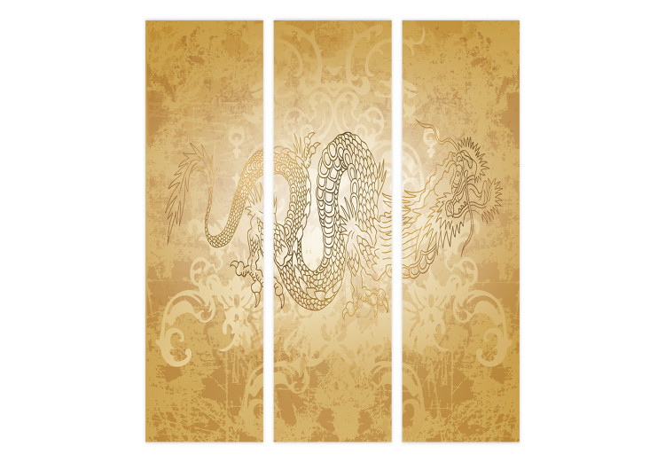 Room Divider Dragon (3-piece) - composition in golden oriental ornaments 134271 additionalImage 7