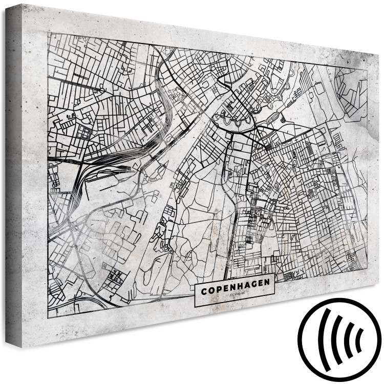 Canvas Print Map of Copenhagen - Plan of the Denmark Capital in black and white 135171 additionalImage 6