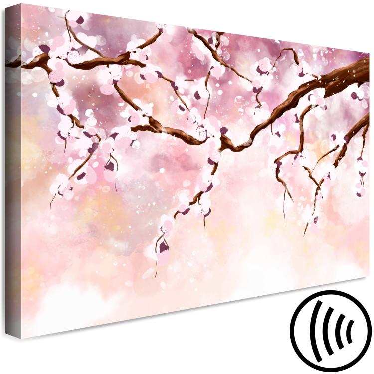 Canvas Art Print Twig of blooming cherries - illustration with a tree 135771 additionalImage 6