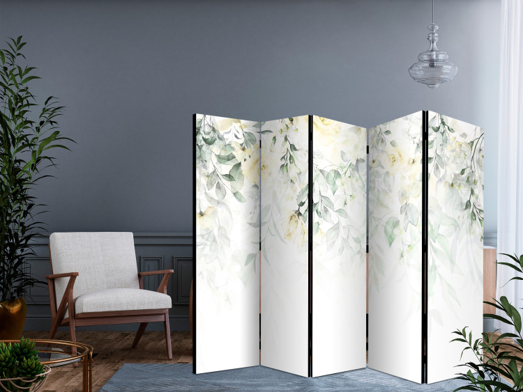 Room Divider Screen Rose Waterfall - Second Variant II (5-piece) - Plant pattern in flowers 136171 additionalImage 4