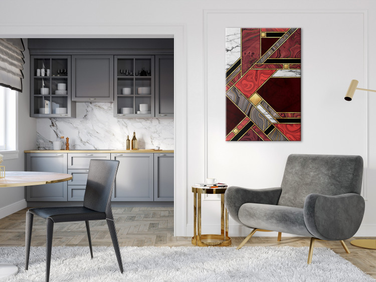 Canvas Art Print Red-Gold Geometry (1-piece) Vertical - elegant abstraction 142371 additionalImage 3