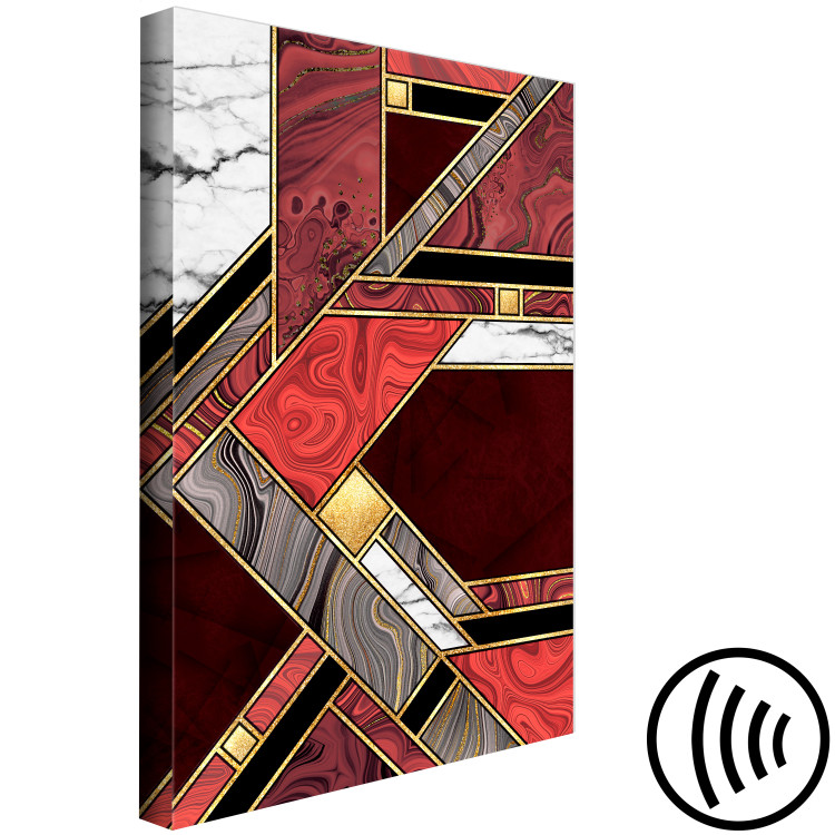 Canvas Art Print Red-Gold Geometry (1-piece) Vertical - elegant abstraction 142371 additionalImage 6