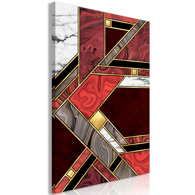 Canvas Art Print Red-Gold Geometry (1-piece) Vertical - elegant abstraction 142371 additionalImage 2