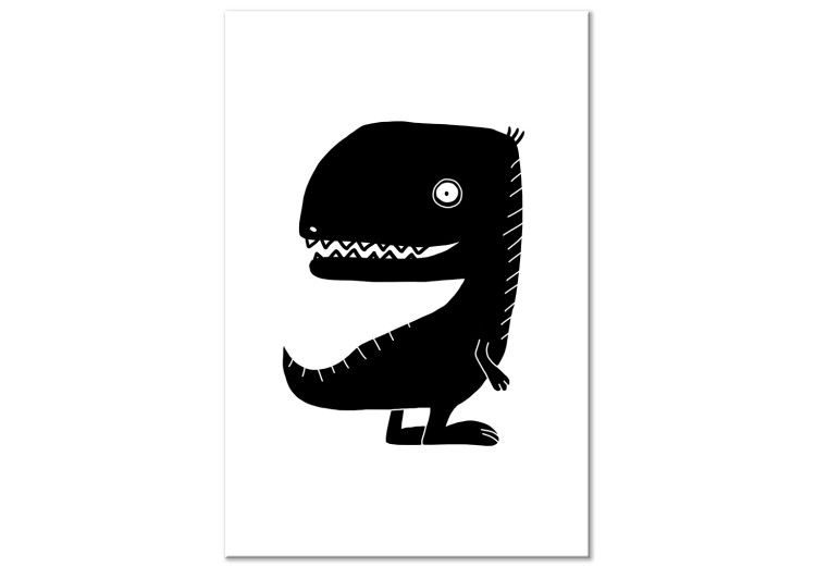 Canvas Art Print T-Rex Dinosaur (1-piece) Vertical - black and white drawing for children 143471