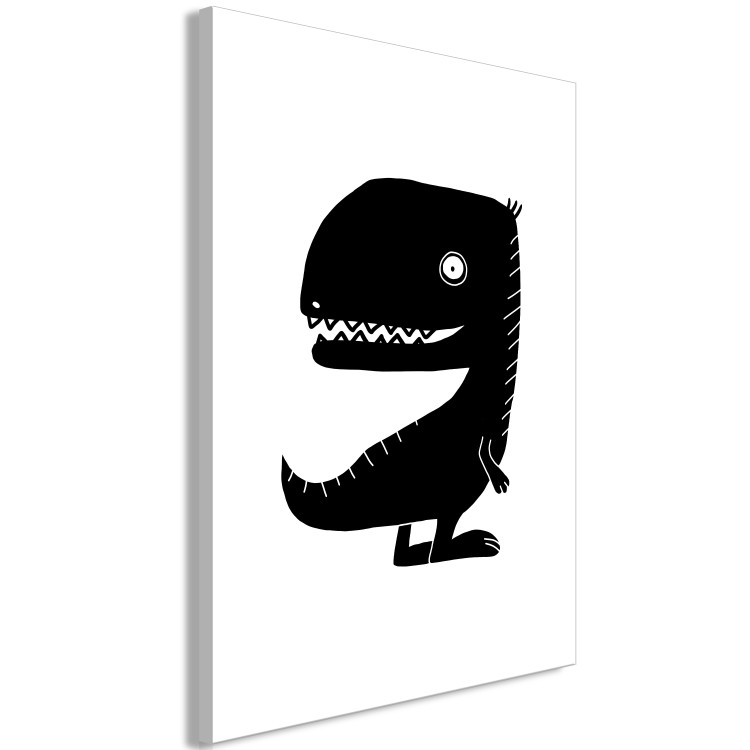Canvas Art Print T-Rex Dinosaur (1-piece) Vertical - black and white drawing for children 143471 additionalImage 2