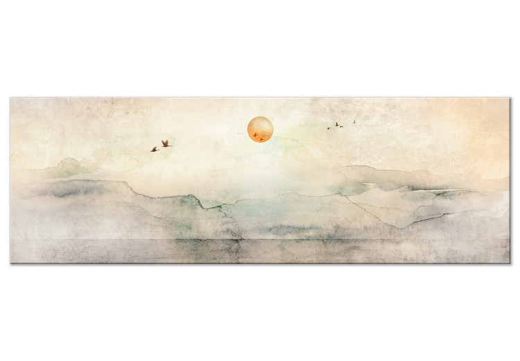 Canvas Art Print Silent Departure (1-piece) Narrow - landscape with flying birds 143571