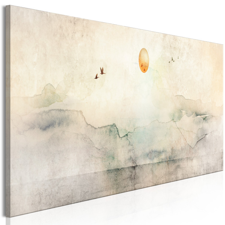 Canvas Art Print Silent Departure (1-piece) Narrow - landscape with flying birds 143571 additionalImage 2