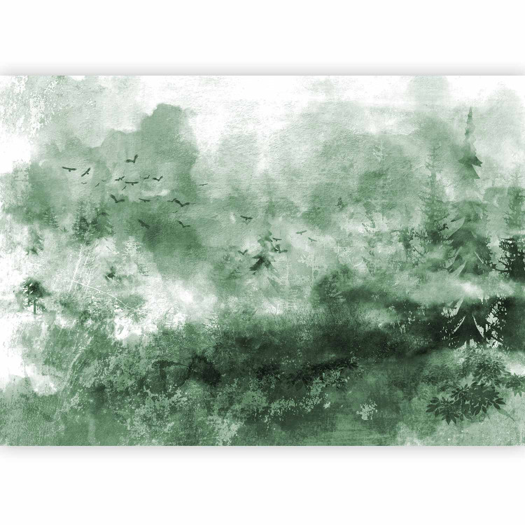 Photo Wallpaper Journey - green textured landscape with birds with painting effect texture 143771 additionalImage 5