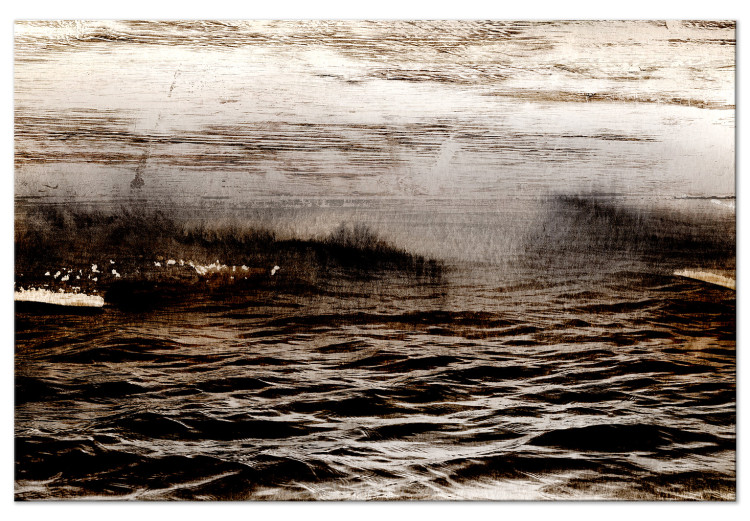 Canvas Seascape (1-piece) - sepia waves and bright sky 143871