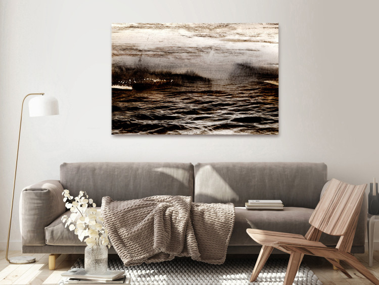 Canvas Seascape (1-piece) - sepia waves and bright sky 143871 additionalImage 3
