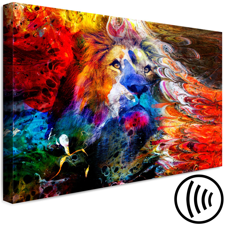 Canvas Print African King (1-piece) - lion on a colorful abstract background 144071 additionalImage 6
