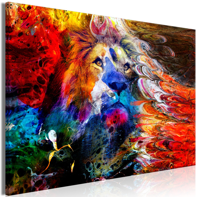 Canvas Print African King (1-piece) - lion on a colorful abstract background 144071 additionalImage 2