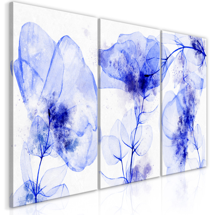 Canvas Blue Flowers (3-piece) - plants painted with watercolors and ink 145171 additionalImage 2