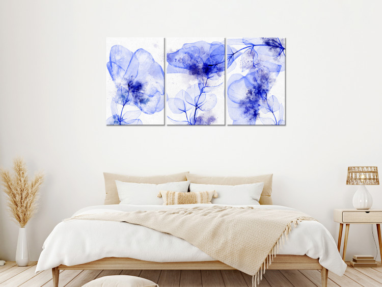 Canvas Blue Flowers (3-piece) - plants painted with watercolors and ink 145171 additionalImage 3