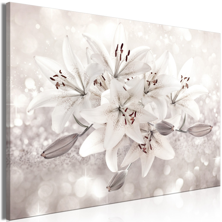 Canvas Blooming Lilies (1-piece) - beige flowers on a cream-white background 145271 additionalImage 2