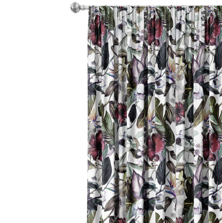 Decorative Curtain Oriental plants - branches, leaves and flowers in watercolour style 147171 additionalImage 7