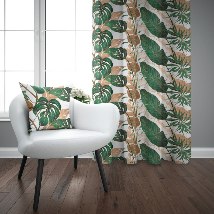 Decorative Curtain Hollow leaves - a botanical composition in shades of green and brown 147671 additionalImage 2