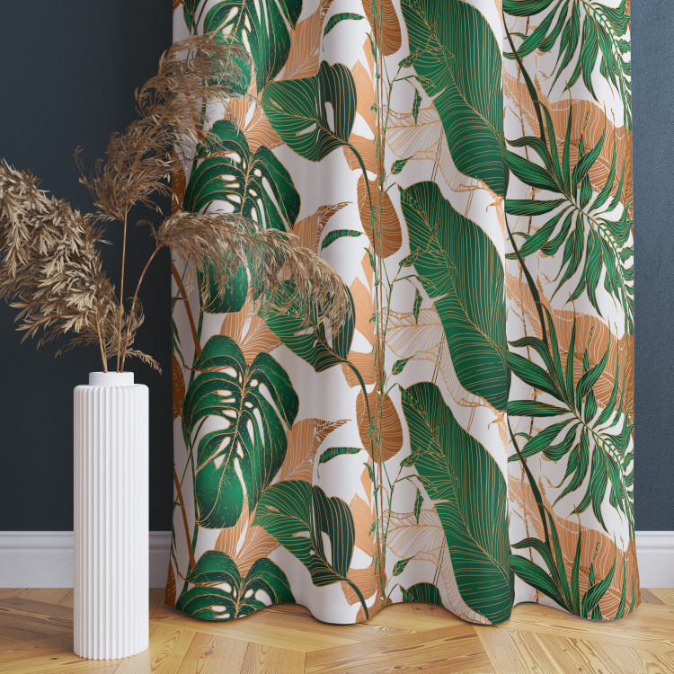 Decorative Curtain Hollow leaves - a botanical composition in shades of green and brown 147671 additionalImage 7