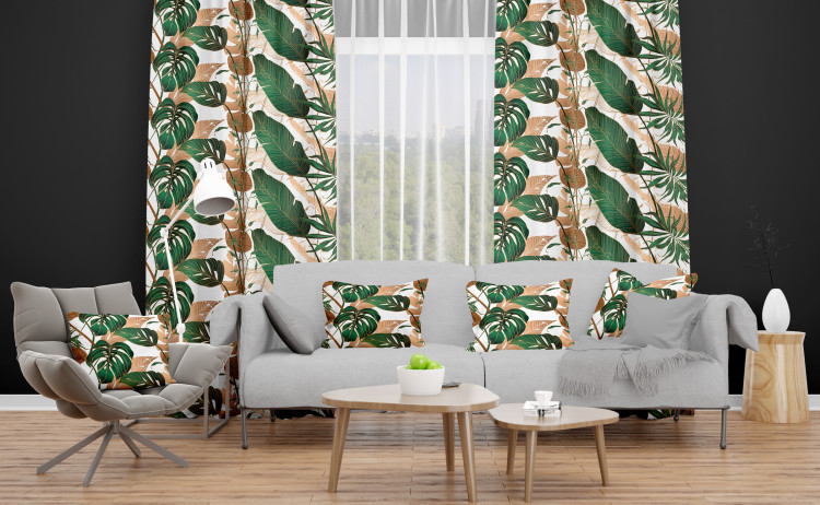 Decorative Curtain Hollow leaves - a botanical composition in shades of green and brown 147671 additionalImage 4