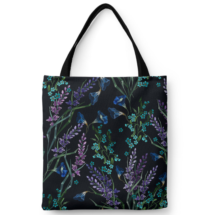 Shopping Bag Provencal night - fine floral motif on black background 149271