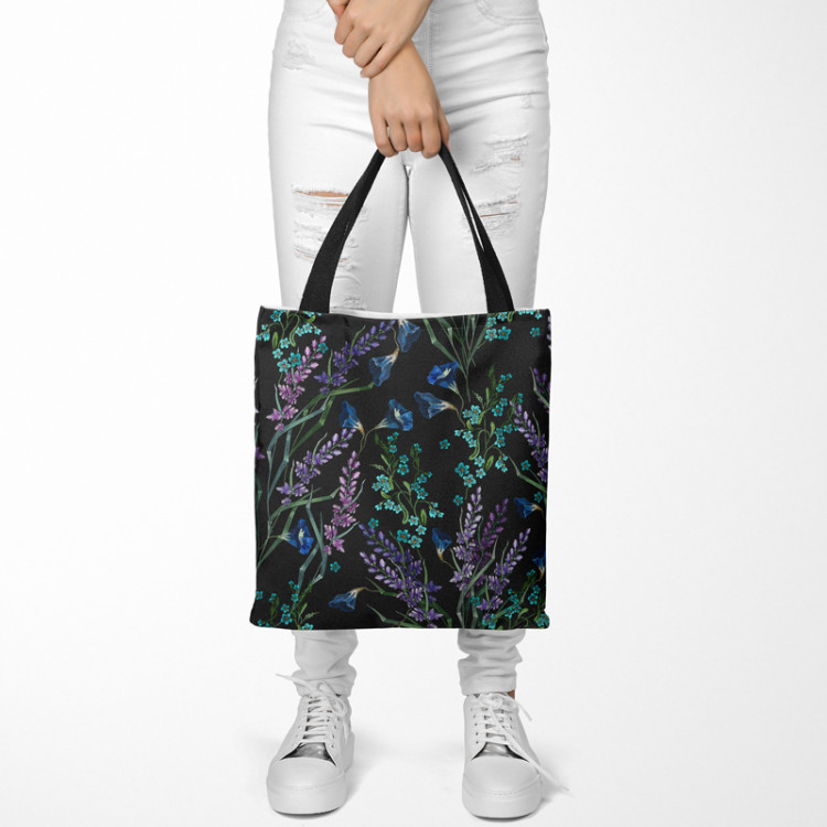 Shopping Bag Provencal night - fine floral motif on black background 149271 additionalImage 2