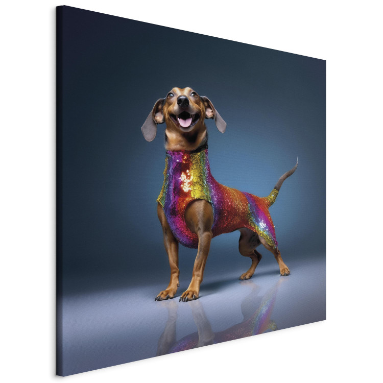 Canvas Print AI Dachshund Dog - Smiling Animal in Colorful Disguise - Square 150271 additionalImage 2