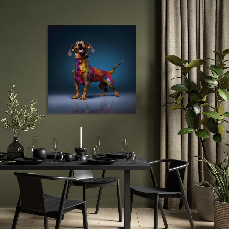 Canvas Print AI Dachshund Dog - Smiling Animal in Colorful Disguise - Square 150271 additionalImage 5