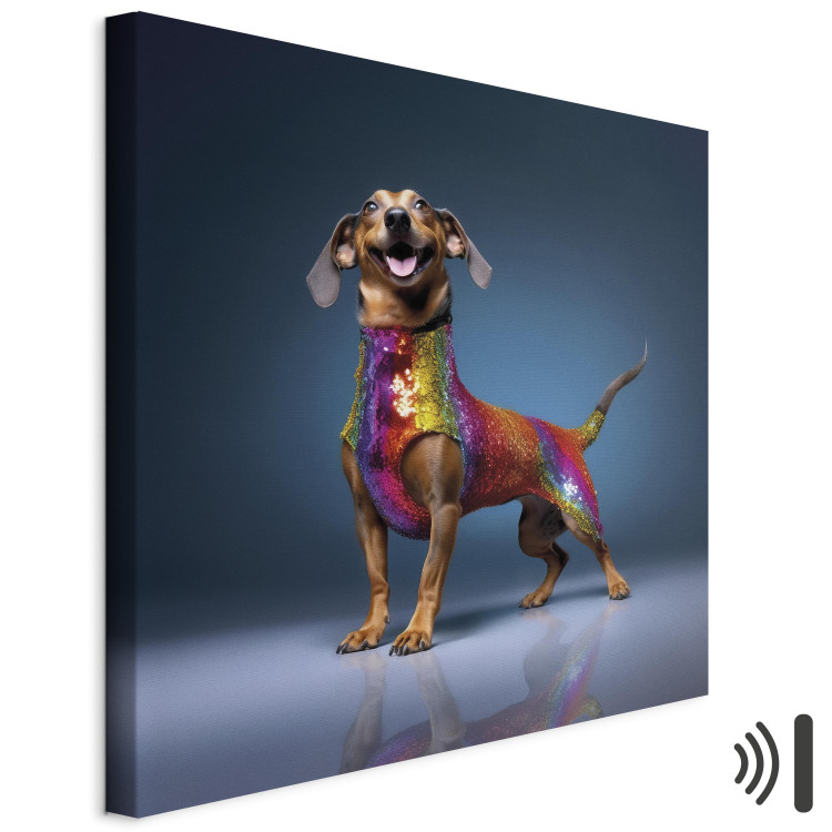 Canvas Print AI Dachshund Dog - Smiling Animal in Colorful Disguise - Square 150271 additionalImage 8