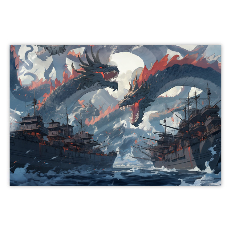 Wall Poster Monsters and Ships - Dragons and Warships During the Naval Battle 150671