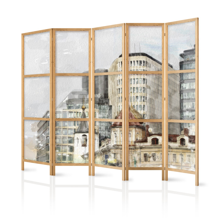 Room Divider Screen Cityscape - Watercolor Painted Buildings in Bright Colors II [Room Dividers] 159571 additionalImage 5