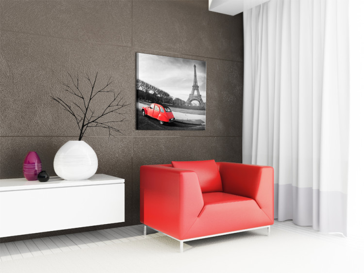Canvas Print Red car and the Eiffel Tower 50471 additionalImage 2
