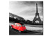 Canvas Print Red car and the Eiffel Tower 50471