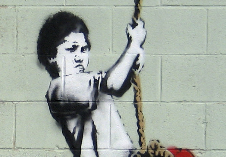 Canvas Art Print Boy on a swing (Banksy) 58971 additionalImage 5