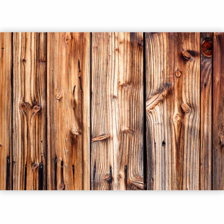 Photo Wallpaper Chamber - brown composition with a texture of irregular planks of wood 91171 additionalImage 1