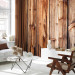 Photo Wallpaper Chamber - brown composition with a texture of irregular planks of wood 91171