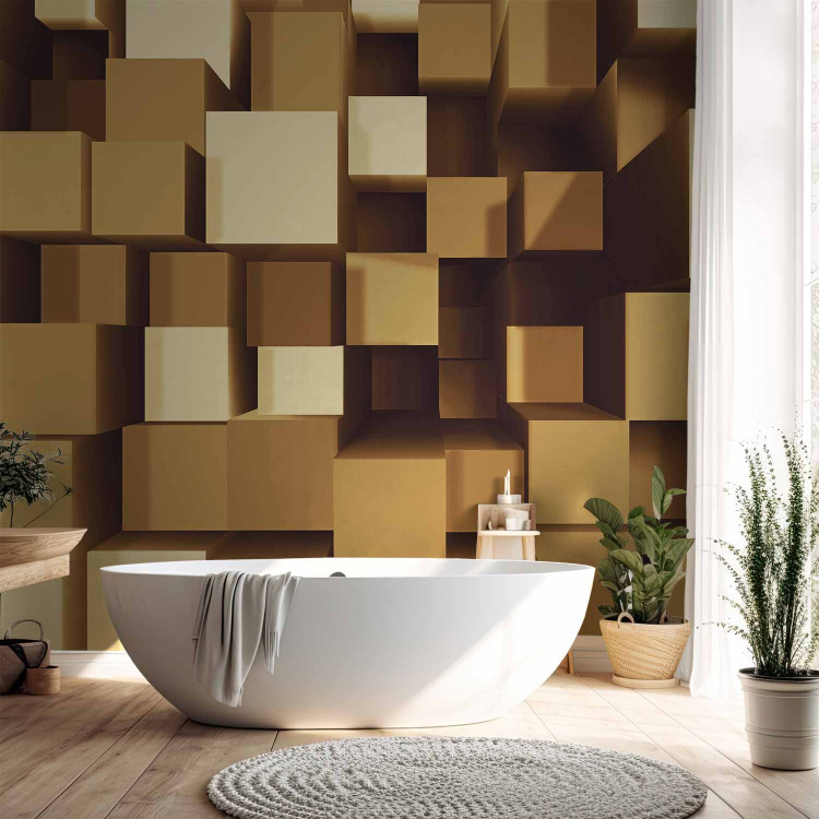 Wall Mural Futuristic yellow motif - geometric elements creating a 3D effect 91371 additionalImage 8