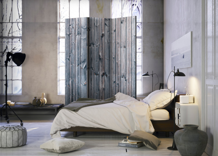 Room Divider Screen Rustic Elegance - texture of gray and faded wooden planks 95271 additionalImage 2