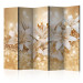 Room Divider Royal Retinue II - white lilies against the glow of golden ornaments 95571