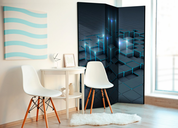 Room Divider Screen Black City - abstract architecture of black figures in space 95671 additionalImage 4