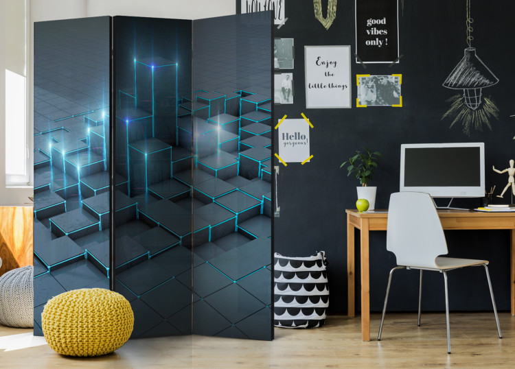Room Divider Screen Black City - abstract architecture of black figures in space 95671 additionalImage 2
