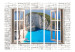Room Divider Azure Paradise II - window on a stone texture with a seascape 95971 additionalThumb 3