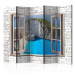 Room Divider Azure Paradise II - window on a stone texture with a seascape 95971